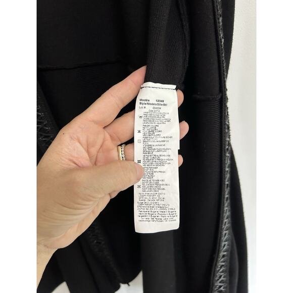 Joseph Ribkoff Vest Sweater Cardigan Leather Trim Witchy Goth Cascade Black 14 - Picture 4 of 9